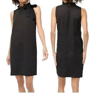 J.Crew Womens Black Satin Bow Neck  Shift Dress Size 8